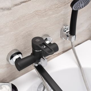 Смеситель для ванны с душем РМС SL77BL-006E чёрный