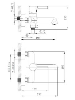 Смеситель для ванны Haiba HB60814 хром