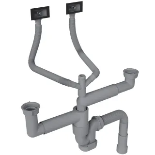 Сифон для двучашевой кухонной мойки БЕЗ ВЫПУСКА Reflexion Part RX9002PT