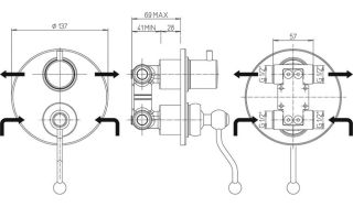 Встраиваемый смеситель для ванны Paini Duomo 88F36911 старая бронза