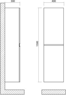 Шкаф подвесной Art&Max Bianchi 40x150см серый матовый AM-Bianchi-1500-2A-SO-GM
