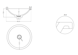 Встраиваемая раковина Salini Marea 05 S-Stone 1802205MRF 42см RAL полностью