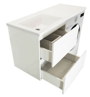 Подвесная тумба под раковину Эстет Dallas Luxe ФР-00002221 Л/П 130см два ящика белый