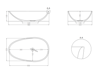 Накладная раковина Salini Paola S-Sense 1101101GRF 58см RAL полностью