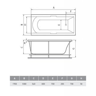 Акриловая ванна Relisan Eco Plus Темза 190х100 Гл000025013 без гидромассажа