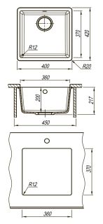 Кухонная мойка Lemark Sinara 400-U 9910062 бежевый
