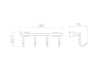 Вешалка с четырьмя крючками для ванной Wonzon & Woghand WW-9382-4 хром