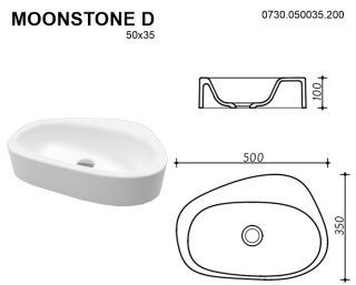 Раковина Whitecross Moonstone D 0730.050035.200 50см белый матовый
