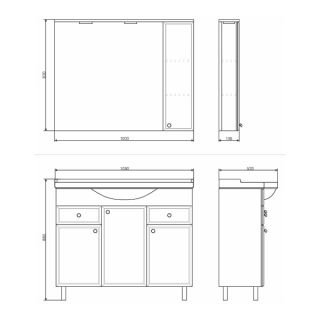 Comforty Тумба-умывальник "Сочи-100" белый глянец с раковиной Эльбрус-100