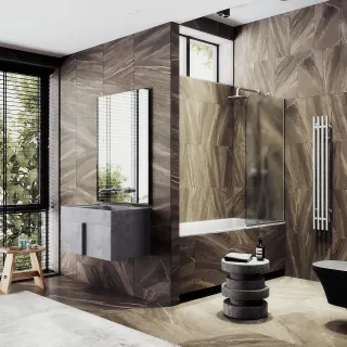 Шторка на ванну MaybahGlass MGV-93-5у 70см хром матовый