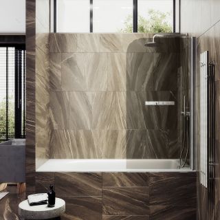 Шторка на ванну MaybahGlass MGV-789-5 80см хром матовый