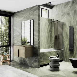 Шторка на ванну MaybahGlass MGV-136-6у 44см чёрный