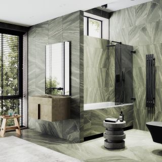 Шторка на ванну MaybahGlass MGV-652-6 40см чёрный