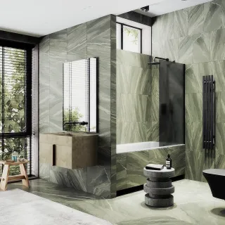 Шторка на ванну MaybahGlass MGV-85-6ш 50см чёрный