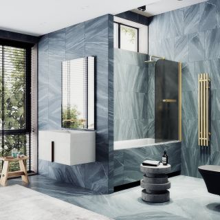 Шторка на ванну MaybahGlass MGV-792-3 80см золото