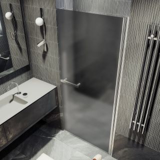 Душевая дверь MaybahGlass MGD-457-5 80см хром матовый/графит матовый