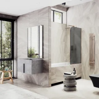 Шторка на ванну MaybahGlass MGV-145-2у 64см бронза