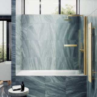 Шторка на ванну MaybahGlass MGV-769-3 40см золото