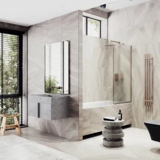 Шторка на ванну MaybahGlass MGV-132-2у 44см бронза