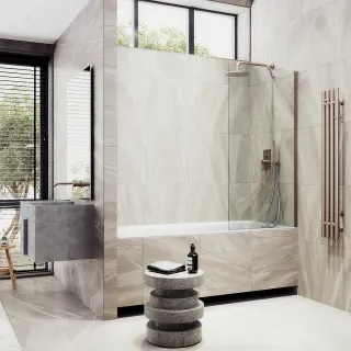 Шторка на ванну MaybahGlass MGV-248-2ш 30см бронза