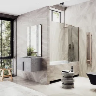 Шторка на ванну MaybahGlass MGV-59-2ш 60см бронза