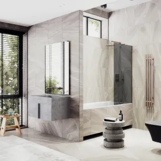 Шторка на ванну MaybahGlass MGV-81-2ш 70см бронза