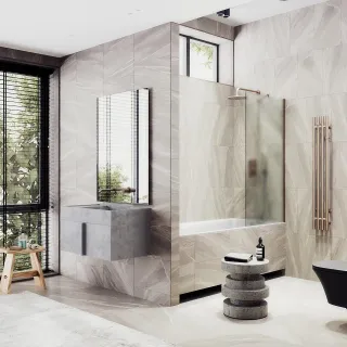 Шторка на ванну MaybahGlass MGV-93-2ш 70см бронза