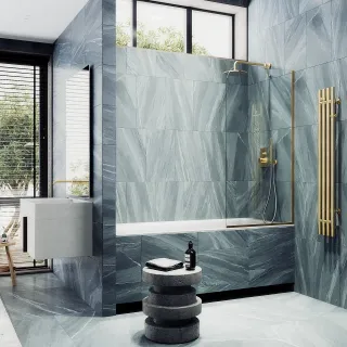 Шторка на ванну MaybahGlass MGV-131-3у 34см золото