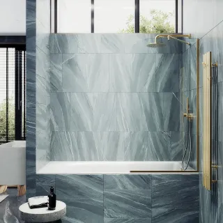 Шторка на ванну MaybahGlass MGV-64-3у 80см золото