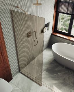 Душевая перегородка MaybahGlass MGD-696-2у 79см бронза