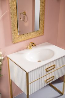 Тумба под раковину Armadi Art Monaco 80см белый/золото 866-080-WG