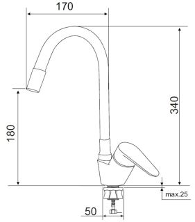 Смеситель для кухни РМС SUS126GY-016F нержавеющая сталь