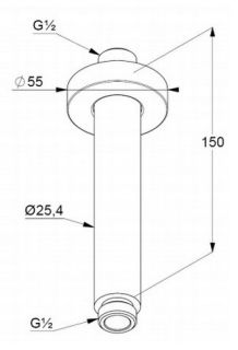 Потолочный кронштейн для верхнего душа Kludi A-QA белый/хром 6651591-00