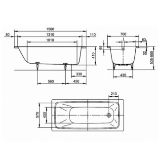 Стальная ванна KALDEWEI Cayono 150x70 standard mod. 747 274700010001