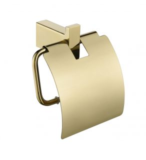 Настенный бумагодержатель с крышкой Grocenberg AC0029 (Золото глянец)