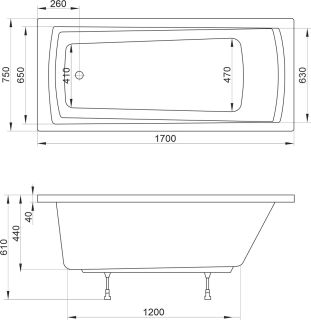 Акриловая ванна Ravak DOMINO PLUS C632R00000 170x70 см
