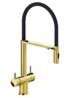 Смеситель для кухни с гибким изливом AltroBagno Flusso 050205 Or  золото