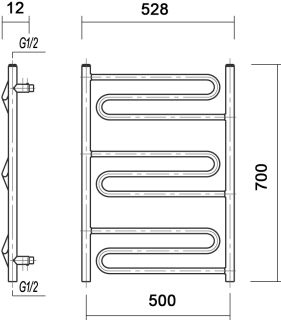 Полотенцесушитель водяной Domoterm Офелия П9 50x70  античная бронза