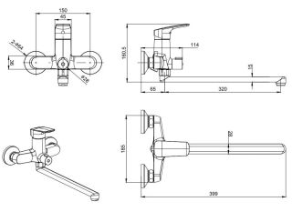 Комплект для ванны и душа Aquatek Вега AQ1033CR хром