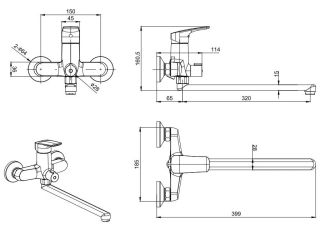 Комплект для душа Aquatek Вега AQ1033MB чёрный матовый