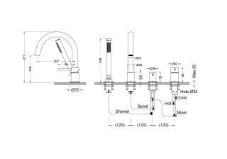 Смеситель Aquatek Либра AQ1348MB на борт ванны черный
