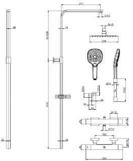 Душевая стойка AQUAme AQM8007CR с термостатом хром