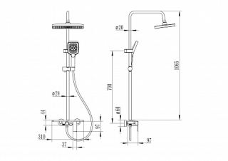 Душевая стойка Ceruttispa ARRIGO  графит
