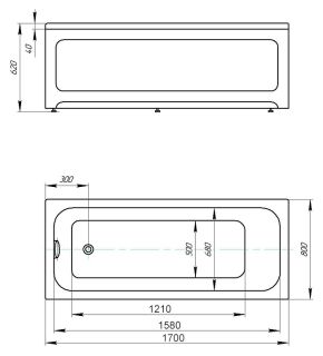 Акриловая AZARIO BELLA AV.0023170 прямоугольная 170*80 см