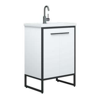 Тумба под раковину Corozo Айрон 60см белый/чёрный SD-00000399