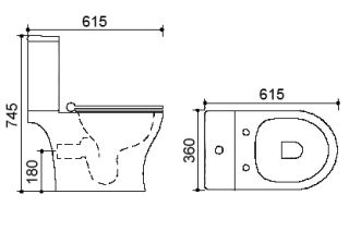 Унитаз напольный Azario Verde 615х360х745 с сиденьем микролифт AZ-2224