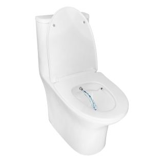 Унитаз-моноблок с функцией биде AZARIO Sente AZ-8614B  375х665х785 напольный, безободковый, горизонтальный слив, сиденье дюропласт микролифт