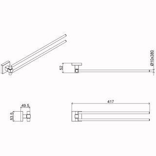 Полотенцедержатель AZARIO RINA AZ-87002A двойной, поворотный