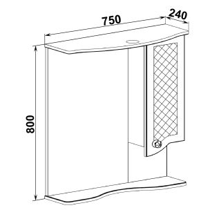 Зеркальный шкаф Runo правый Милано 75 (УТ000002098)