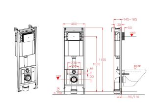 Инсталляция для подвесного унитаза DQ DI8140116 с клавишей хром